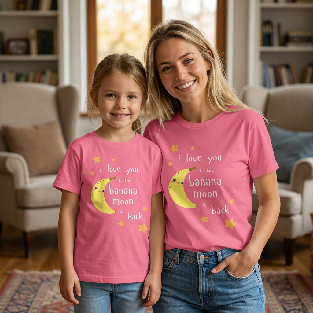 Adult T-Shirt - "I Love You to the Banana Moon & Back"  (Premium Cotton)
